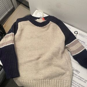 Covington Kids Beige and Navy Crewneck Sweater